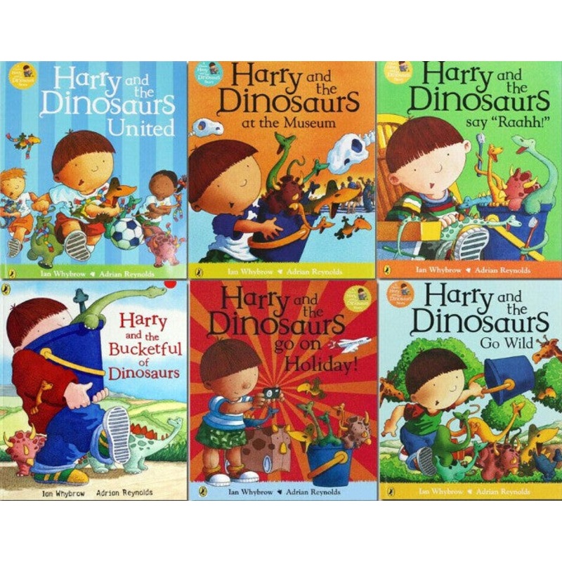 Harry and the Dinosaurs Series 6 Books Collection Set With Bag by Ian Whybrow (Go Wild, Go On Holiday, Bucketful of Dinosaurs, Say Raahh, At The Museum & United)