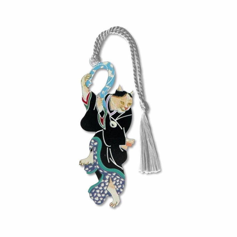 David Howell and Company – The Dancing Geisha Cat Japanese Art Metal Bookmark
