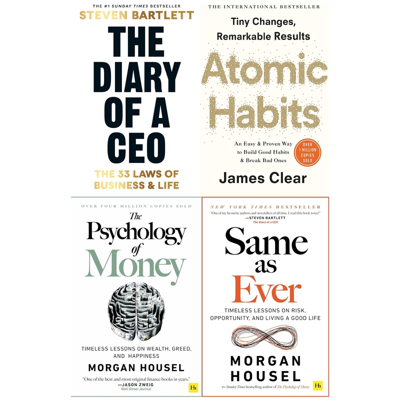 The Diary of a CEO, Atomic Habits, The Psychology of Money, Same as Ever 4 Books Collection Set – Bestselling Authors