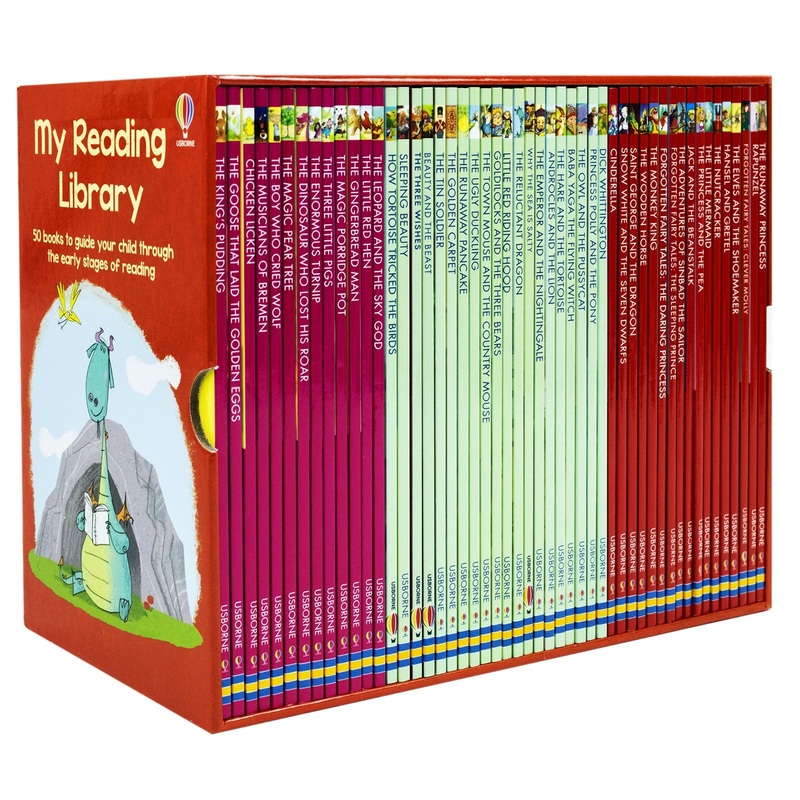 Usborne My Second Reading Library  50 Books Box Set Collection (Red)| Engaging Children’s Books for Learning, Fun & Reading Skills (Age 6+)