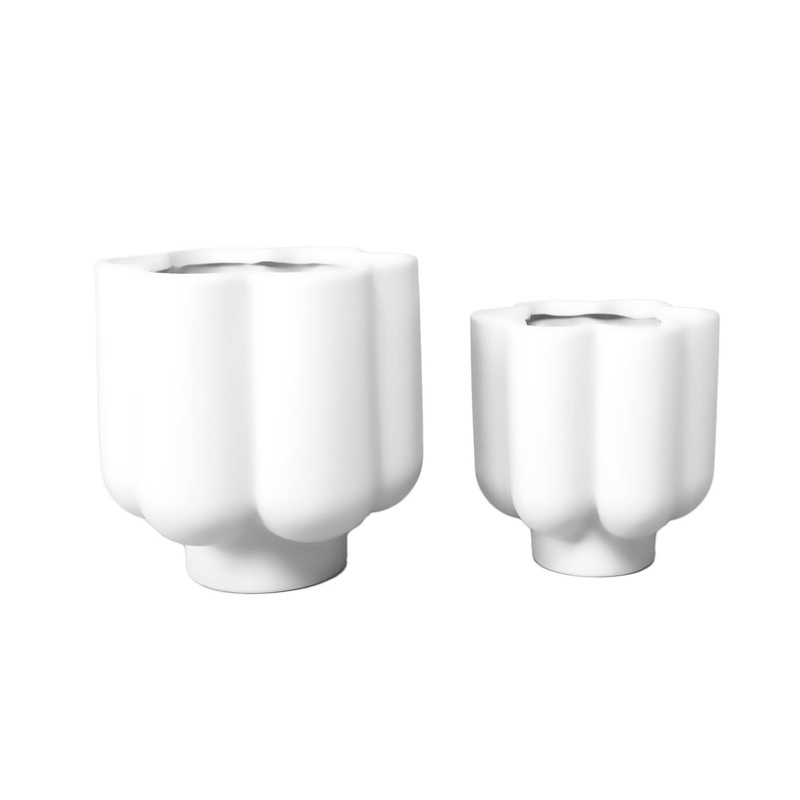 Ceramic Flower Planter in Gloss White Large