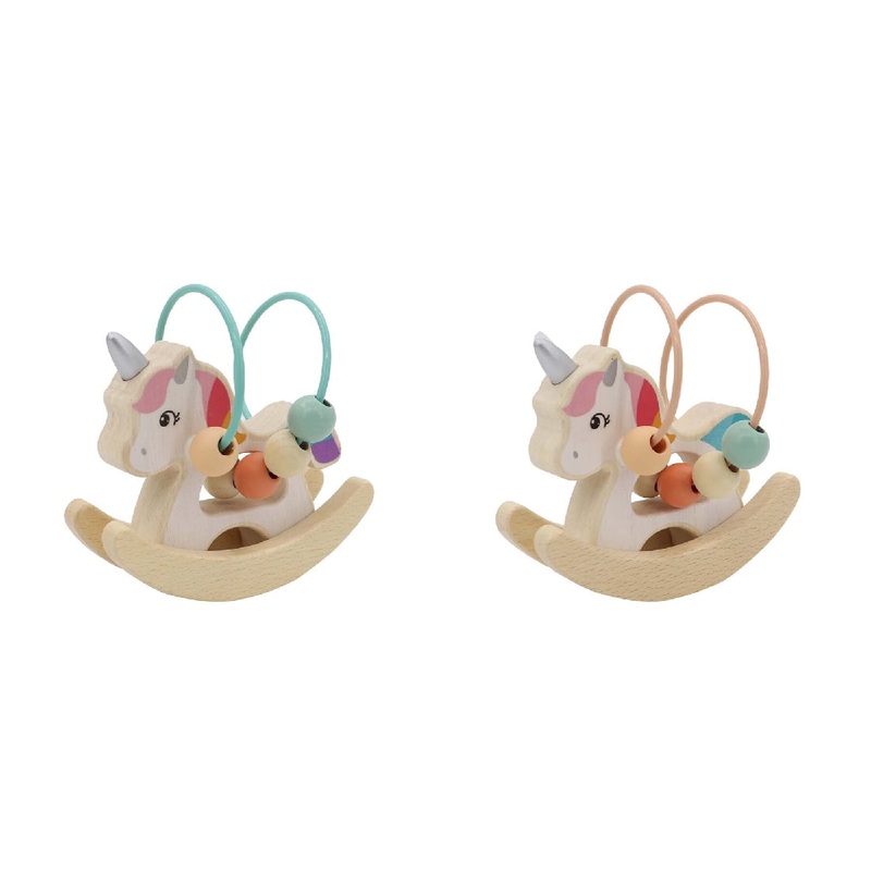 WOODEN UNICORN ROCKER WITH BEADS – CALM & BREEZY