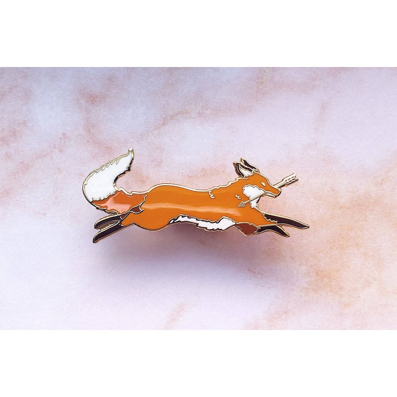 Alum and Ink – Red Fox Thief Enamel Pin: Rubber Pin Back