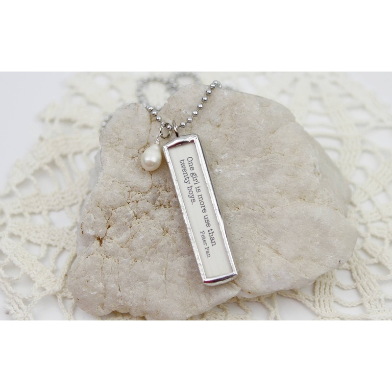 Peter Pan One Girl Book Quote Soldered Charm Necklace