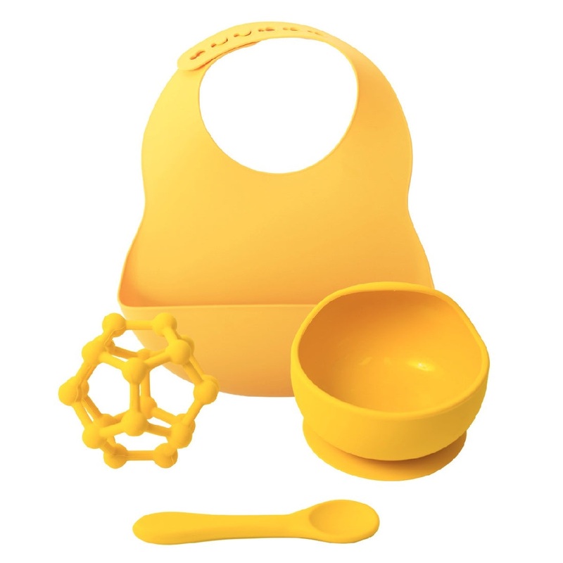 BABY MUSTARD SILCONE DINNER SET GIFT BOXED
