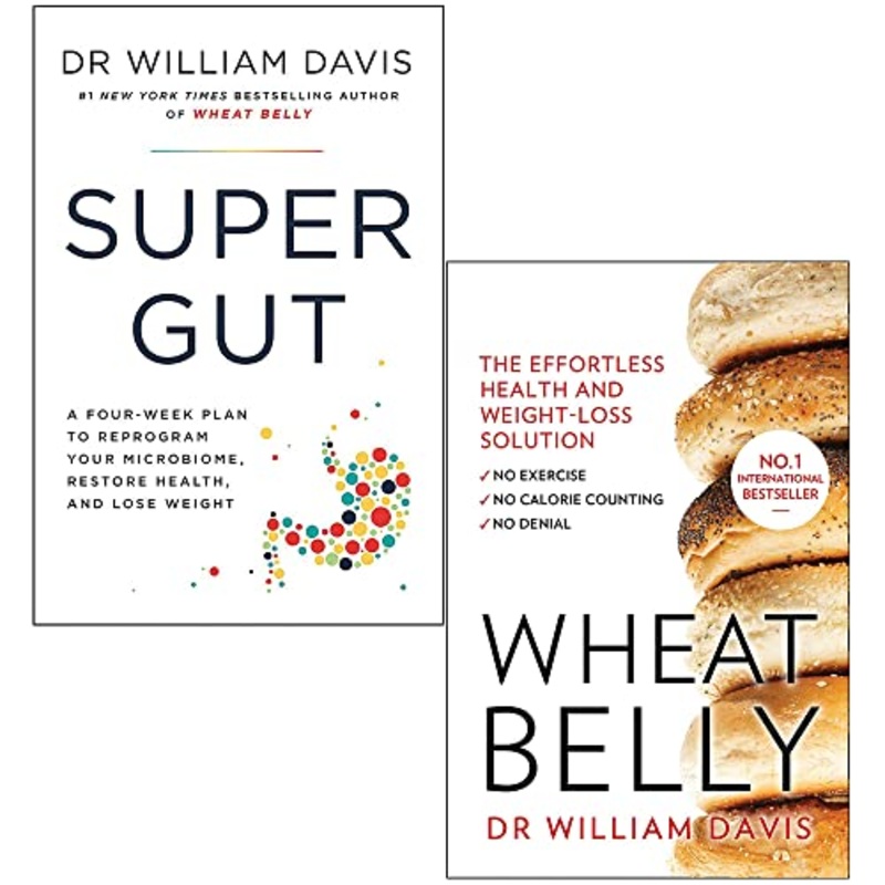 Dr. William Davis Collection 2-Book Set (Super Gut & Wheat Belly) | Health, Wellness,Weight Loss, Nutrition,Gut Health, Gluten-Free & Low-Carb Living