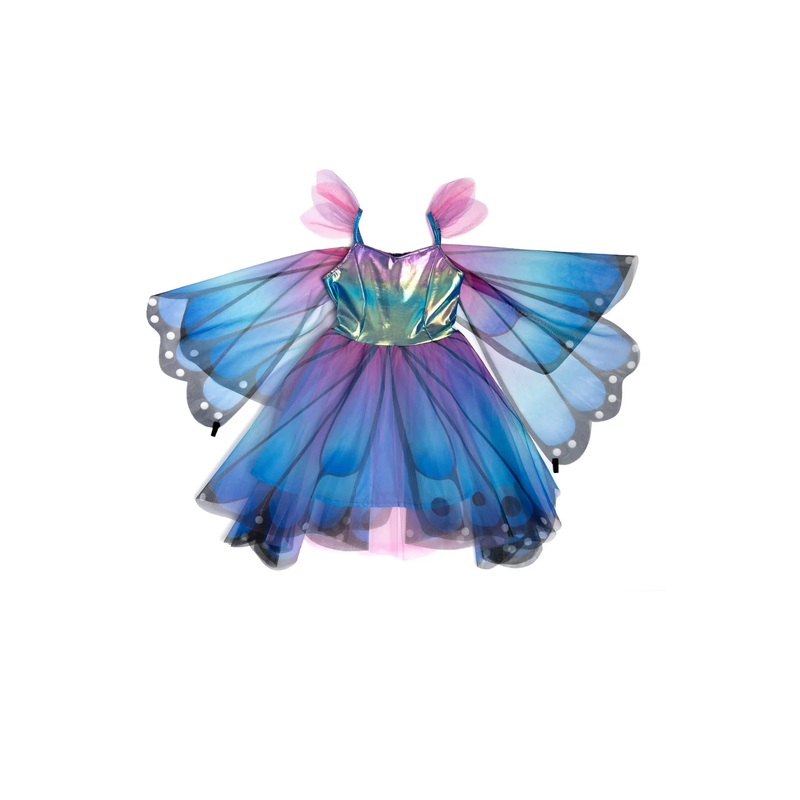 Butterfly Twirl Dress with Wings & Headband, Blue/Purple 3-4