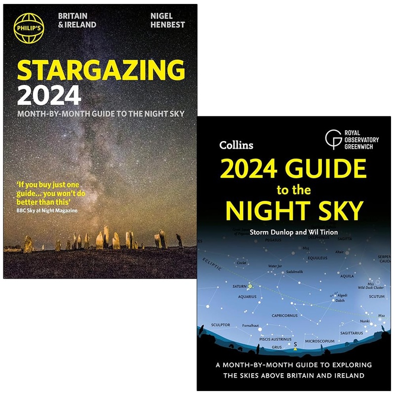 Philip’s Stargazing 2024 By Nigel Henbest and 2024 Guide to the Night Sky By Storm Dunlop, Wil Tirion, Royal Observatory Greenwich 2 Books Collection Set