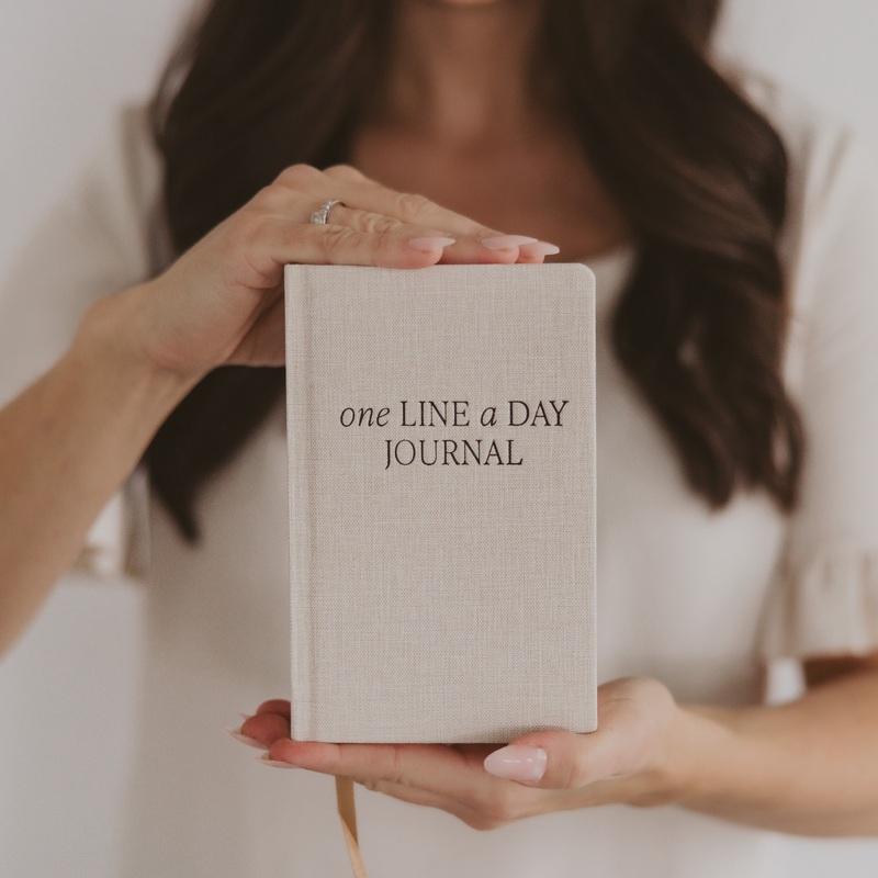 Tan One Line A Day Fabric Journal – Stationery Gifts