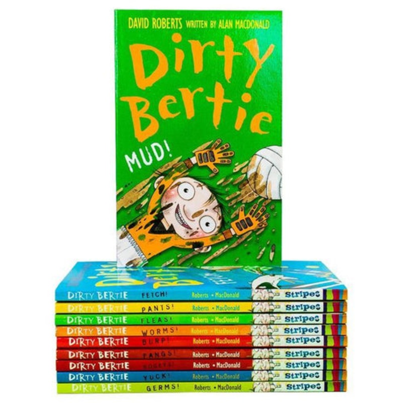 Dirty Bertie – Series 1 – David Roberts 10 Books Collection Set Fangs Fetch Germs Mud Bogeys Yuck ..