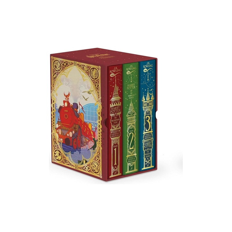 Harry Potter MinaLima Edition 3 Books Collection Set (Harry Potter and the Philosophers Stone, Harry Potter and the Chamber of Secrets & Harry Potter and the Prisoner of Azkaban)