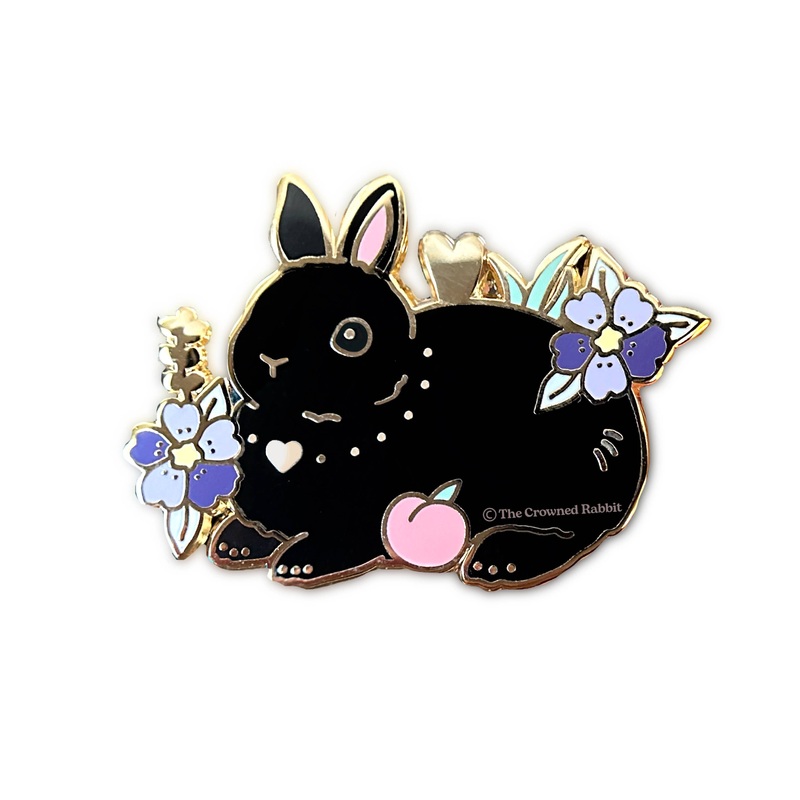 The Crowned Rabbit – Black Netherland Dwarf Rabbit Enamel Pin