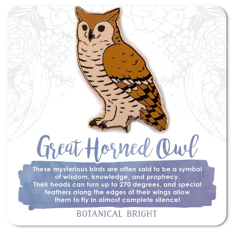 Botanical Bright – Great Horned Owl Enamel Pin