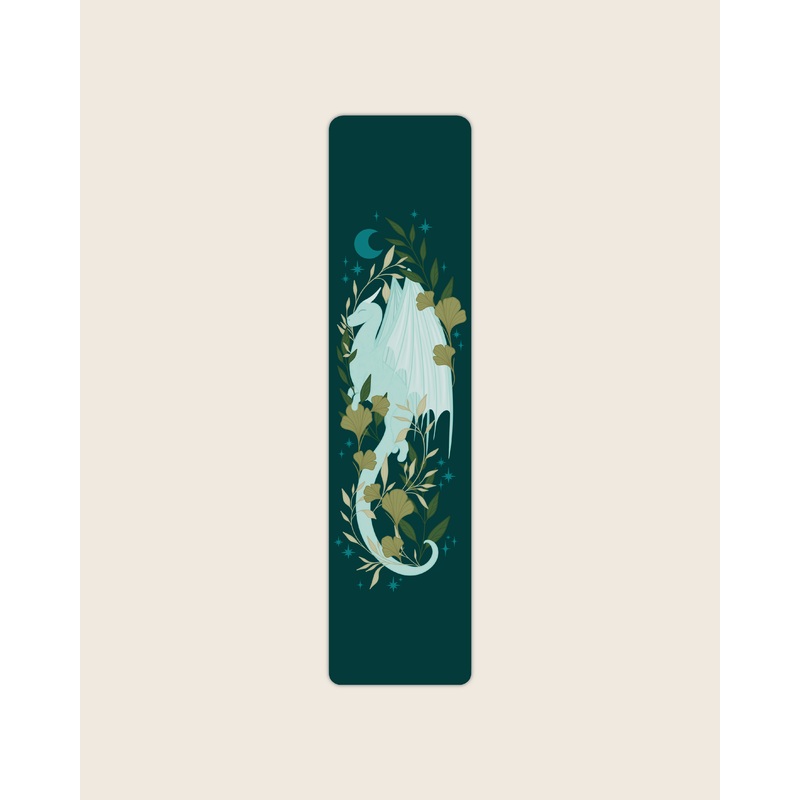 Meaggie Moos – Light Blue Lunar Dragon 2×8 Bookmark | Fantasy Bookmark