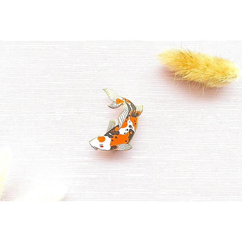 Alum and Ink – Doitsu Sanke Koi Enamel Pin: Rubber Pin Back