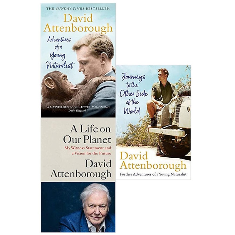 David Attenborough Collection 3 Books Set – A Life on Our Planet, Adventures of a Young Naturalist, Journeys to the Other Side of the World